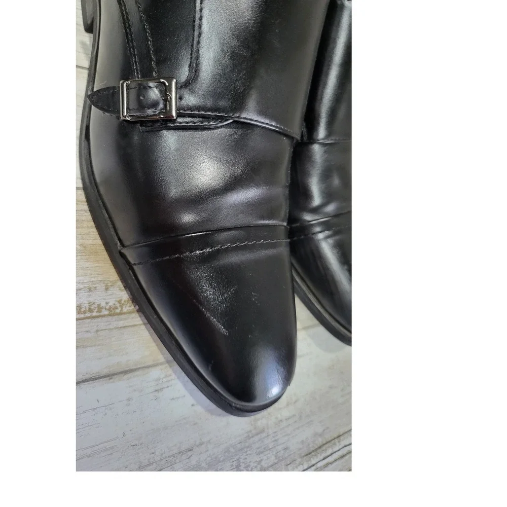 Bruno Marc Mens Black Double Monk‎ Strap Dress Shoes Size 7.5M Cap Toe